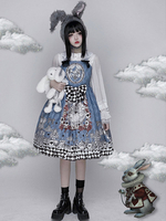 Sweet Lolita JSK robe bleu ciel clair bowknots sans manches Polyester Alice au pays des merveilles Lolita pull jupes