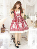 Sweet Lolita JSK Robe Bordeaux Sans Manches Volants Motif Floral Lolita Jumper Jupes