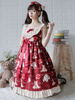 Sweet Lolita Jsk Robe Bourgogne Sans manches Chat Motif Volants Polyester Daily Casual Day Lolita Jumper Jumper Jupes