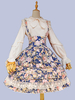 Sweet Lolita JSK Robe Coton Sans Manches Dentelle Motif Imprimé Floral Sweet Lolita Jumper Jupe