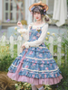 Sweet Lolita JSK Robe Coton Sans Manches Volants Motif Floral Imprimé Jupe Lolita Bleue