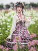 Sweet Lolita JSK Robe Ensemble 2 Pièces Coton Sans Manches Volants Pull Jupe Chapeau Lolita Outfit
