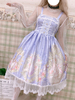 Sweet Lolita JSK Robe imprimée en dentelle plissée Lilas Jupes Jumper Lolita Déguisements Halloween
