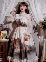 Sweet Lolita Jsk Robe Lumière Abricot Sans manches en polyester Dentelle Lolita Jumper Jupon