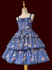 Sweet Lolita JSK Robe Polyester Sans Manches Bowknot Bleu Marine Lolita Jumper Jupe
