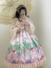 Sweet Lolita JSK Robe Rose sans manches Volants Imprimé Jupes Lolita Jumper Déguisements Halloween