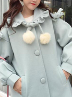 Sweet Lolita Manteaux Manteau Bleu Bébé Volants Manteau Synthétique Hiver Lolita Outwears Déguisements Halloween