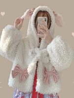 Sweet Lolita Manteaux Manteau en Polyester Blanc Winter Lolita Outwears Déguisements Halloween
