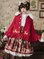 Sweet Lolita Manteaux Red Bows Ruffles Pardessus Polyester Automne Lolita Outwears Déguisements Halloween