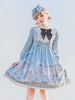 Sweet Lolita OP Dress Baby Blue manches longues Bowknot Lolita One Piece Dresses
