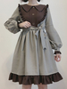 Sweet Lolita OP Dress Gris Manches Longues Plaid Classic Lolita One Piece Dresses