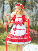 Sweet Lolita OP Dress Neverland Ruffles Bordeaux Bicolore Manches Courtes Maid Lolita One Piece Robes
