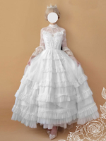 Sweet Lolita Op Dress Nightland Ruffles Imprimé Floral Manches Longues Manches Blanc Lolita One Piece Robes