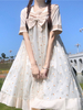 Sweet Lolita OP Dress Polyester manches courtes brodé Bowknot Casual Lolita One Piece Dress