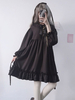 Sweet Lolita OP Dress Robe noire à volants Bowknots Daily Casual Lolita One Piece Dress