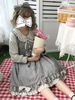 Sweet Lolita OP Robe à carreaux à volants en coton Lolita One Piece Déguisements Halloween