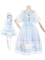 Sweet Lolita OP Robe Bell Orchidée Imprimé Volant En Mousseline De Soie Lolita Robe Une Pièce Déguisements Halloween