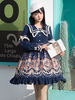 Sweet Lolita OP Robe bleu marine Détails en métal Bowknot Polyester Lolita One Piece Robes Lolita Jumpskirt