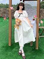 Sweet Lolita OP Robe manches courtes Robe longue en dentelle blanche