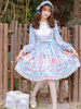 Sweet Lolita OP Robe Myrtille Imprimé Noeuds Dentelle Manches Longues Lolita One Piece Robes
