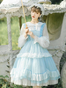 Sweet Lolita Op Robe Nightland Volants Légère Sky Sky Blue Motif Imprimé Floral Manches Longues Lolita One Pièce Robes