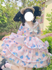 Sweet Lolita Op robe polyester manches courtes Bows dentelle rose lolita une pièce robe