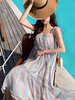 Sweet Lolita Op Robe Sliver Polyester Sans manches ouvertes épaule ouverte longue robe Lolita