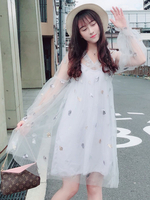 Sweet Lolita Outfit - Robe de jupe à volants en jersey Lolita avec sequins et volants - Bleu Déguisements Halloween