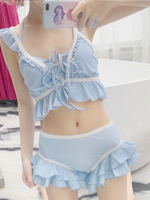 Sweet Lolita Outfits Baby Blue Lace Up Ruffles Sleeveless Lolita Maillot de bain Outfit
