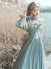 Sweet Lolita Outfits Blue Grey Metal Details Bows Jeweled manches longues Pull Jupe Cover-Up 2 pièces