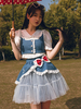 Sweet Lolita Outfits Blue Lace Ruffles Bows Lace Top sans manches Ensemble de 2 pièces