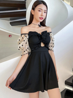 Sweet Lolita Outfits Combinaison noire à manches courtes à pois