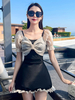 Sweet Lolita Outfits Combinaison noire à manches courtes à pois