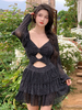 Sweet Lolita Outfits Combinaison noire à manches longues à volants