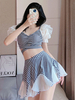 Sweet Lolita Outfits Haut à carreaux noir à manches courtes