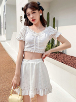 Sweet Lolita Outfits Haut blanc à manches courtes et à volants