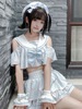 Sweet Lolita Outfits Light Sky Blue Sailor Collar Bows Skirt Top manches courtes Ensemble 2 pièces