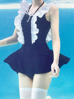 Sweet Lolita Outfits Maillot de bain Lolita sans manches à lacets noir
