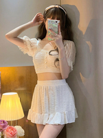 Sweet Lolita Outfits Pantalon haut à manches courtes en dentelle à volants blancs