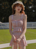Sweet Lolita Outfits Pantalon sans manches à carreaux à volants roses