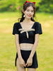 Sweet Lolita Outfits Tenue de maillot de bain 2 pièces à manches courtes avec nœuds noirs