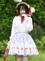 Sweet Lolita Overskirt Bonbons Couleurs Polyester Bleu Ciel Clair"idien Décontracté Tea Party Dentelle Lolita Jupes