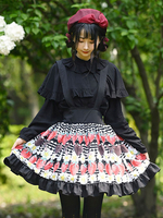 Sweet Lolita Overskirt Couleur Noir Dentelle Tea Party Jupes Lolita Décontractées"idiennes