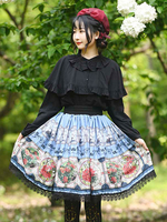 Sweet Lolita Overskirt Dentelle Bleu Ciel Clair Motif Feuille"idien Décontracté Tea Party Jupes Sweet Lolita