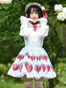 Sweet Lolita Overskirt Motif Fraise Jupes Lolita En Dentelle Bleu Ciel Clair