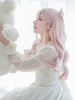 Sweet Lolita perruques doux perruques de cheveux longs bouclés Lolita rose avec frange émoussée Déguisements Halloween