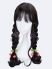 Sweet Lolita perruques fibre anti-calorique Long Noir Lolita perruques de cheveux avec frange émoussée Déguisements Halloween