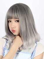 Sweet Lolita perruques frange émoussée gris boucles aux extrémités perruques courtes Déguisements Halloween