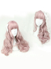 Sweet Lolita perruques légères perruques de cheveux longs bouclés Lolita rose avec frange Déguisements Halloween