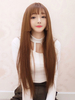 Sweet Lolita perruques longue ligne droite brun perruques synthétiques de cheveux avec frange Déguisements Halloween